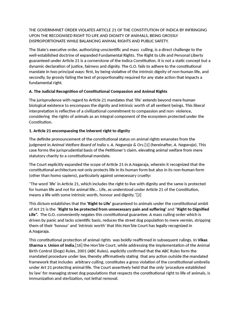 The Governmnet Order Violates Article 21 of The Constitution of Indica ...
