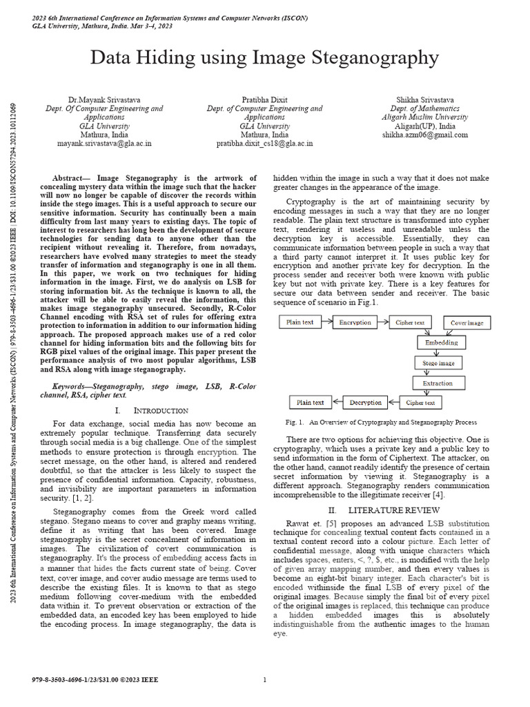Image Steganography Techniques Explained | PDF | Key (Cryptography ...