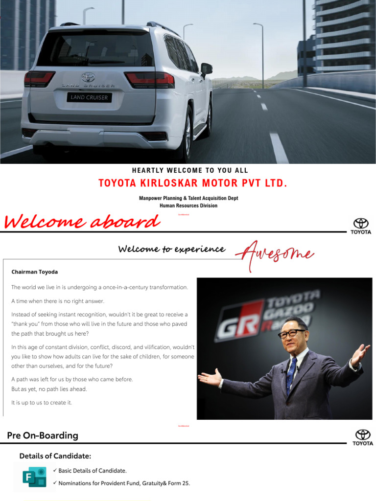 Welcome Aboard - Toyota Kirloskar Motor | PDF