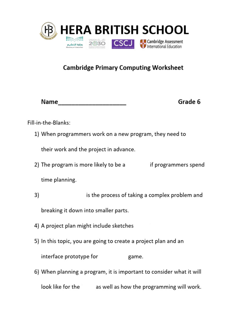 Grade 6 IT Worksheet Ansers - 250408 - 165215 | PDF | Software Bug ...