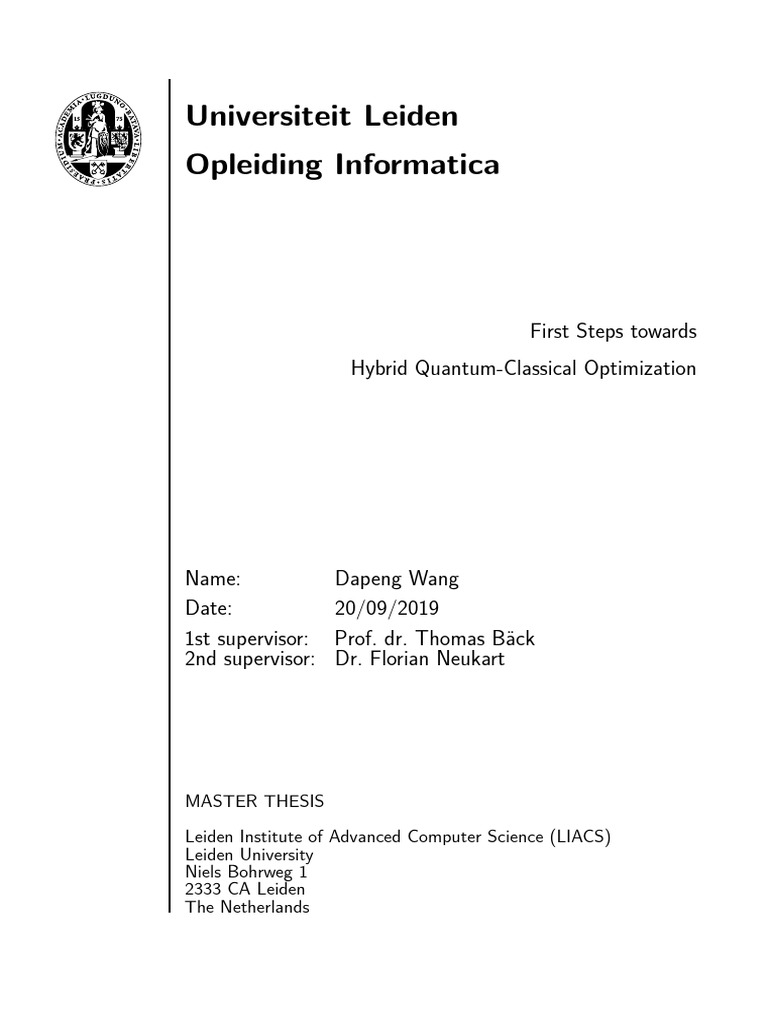 Hybrid Quantum-Classical Optimization Thesis | PDF | Quantum Computing ...