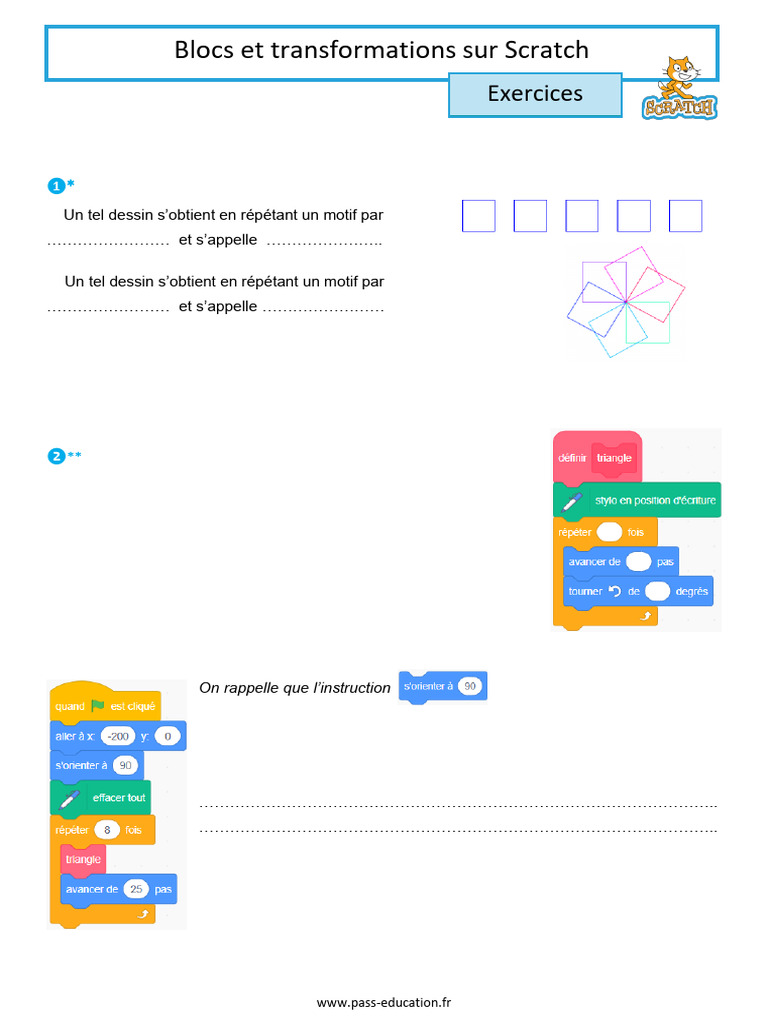 Exercices de dessin avec Scratch | PDF | Scratch (Langage de programation)