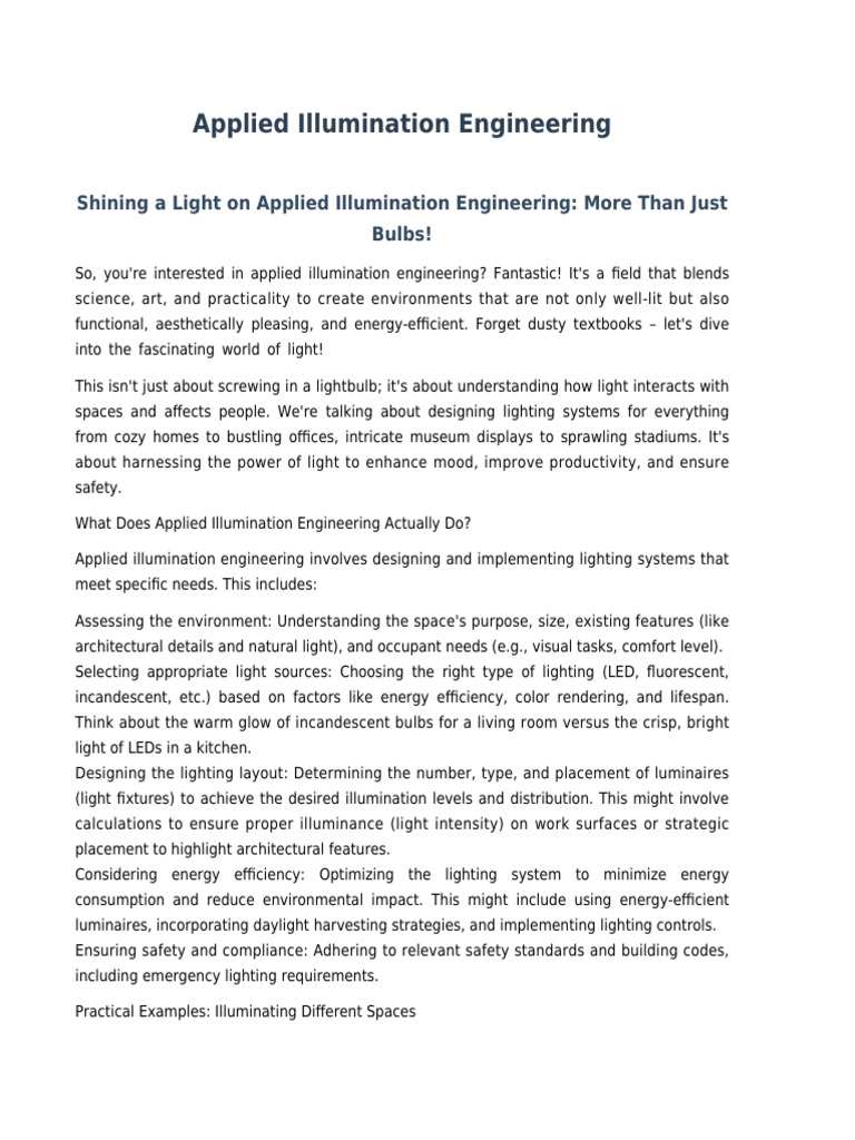 Applied Illumination Engineering Guide | PDF | Lighting | Books