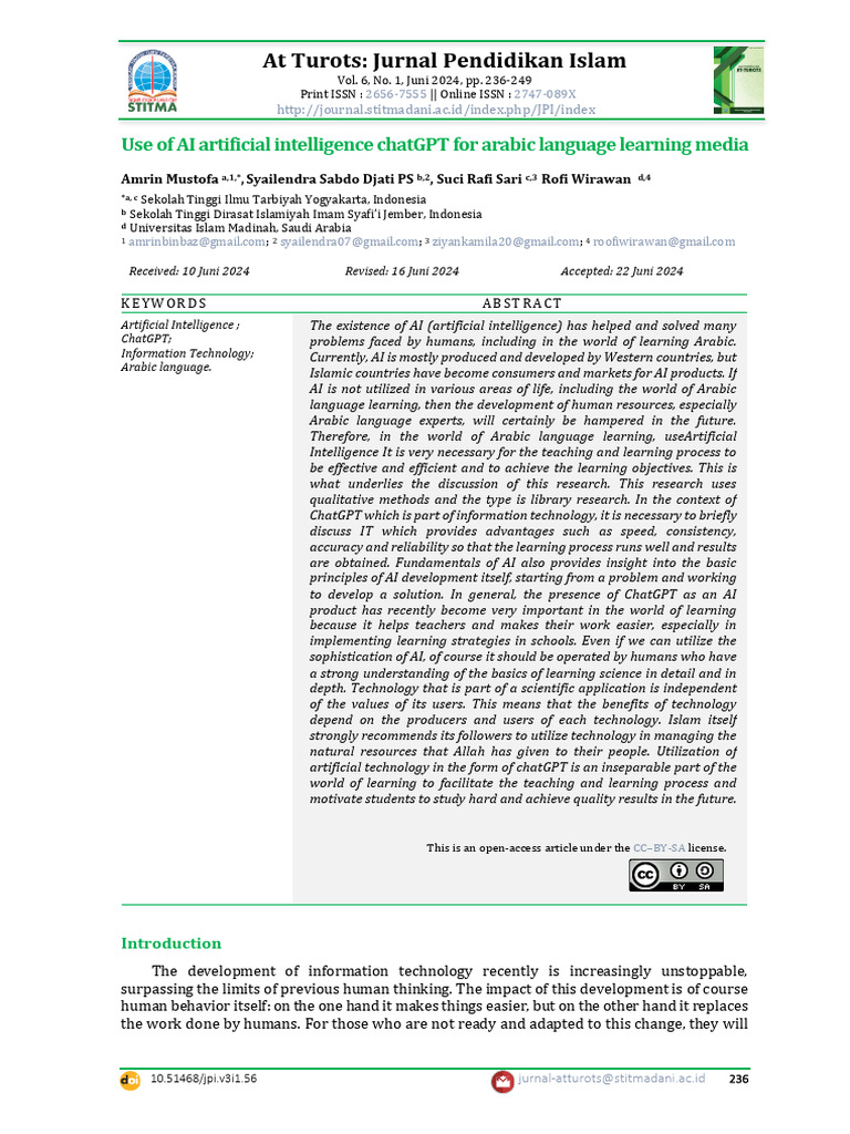 AI in Arabic Language Learning | PDF | Artificial Intelligence ...