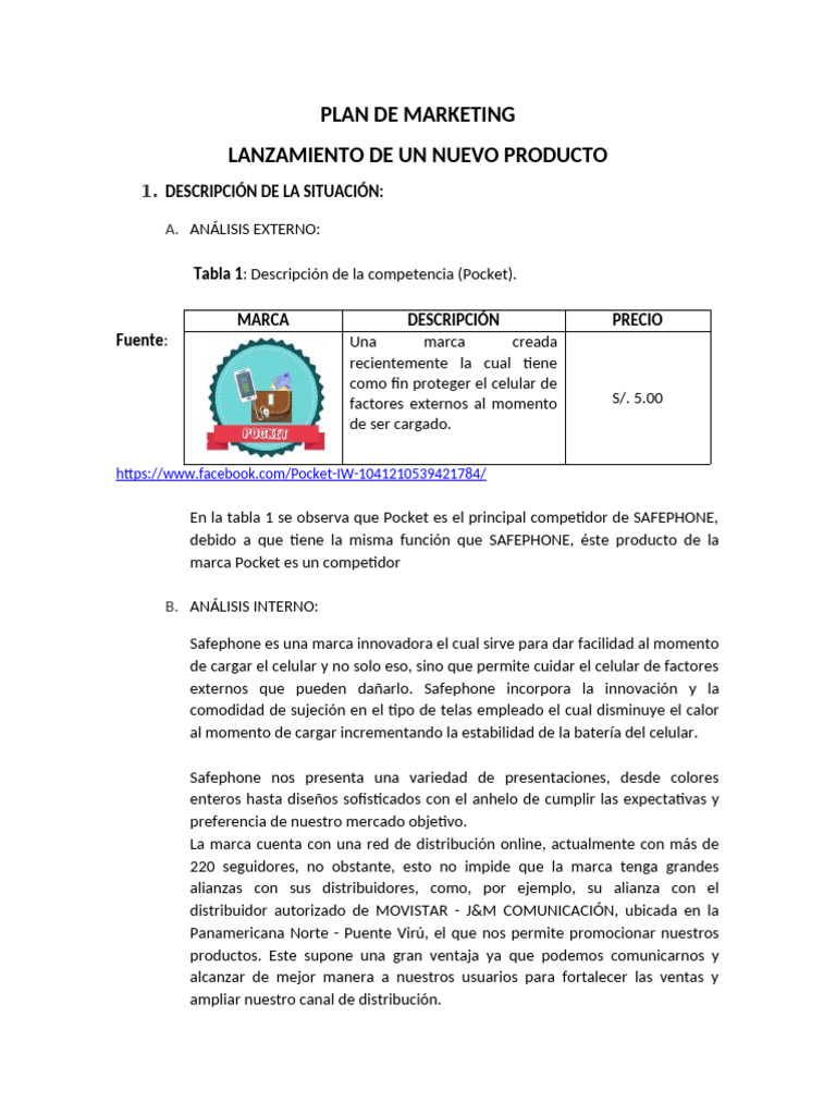 Plan de Marketing Producto Safephone | PDF | Producto (Negocio ...