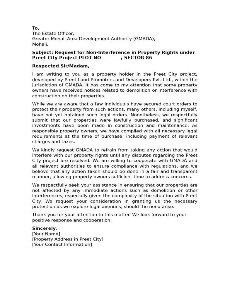 Request for Property Rights Protection | PDF | Property | Lawsuit