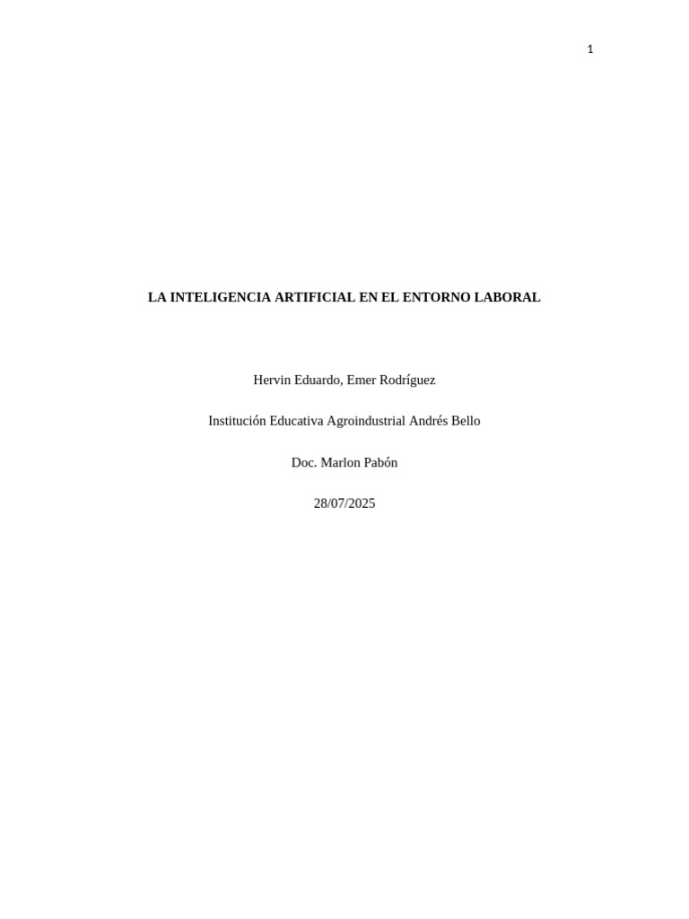 Impacto de la IA en el Empleo Laboral | PDF | Inteligencia artificial ...