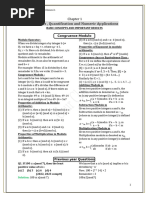 Modulo Arithmetic Concepts and Applications | PDF | Abstract