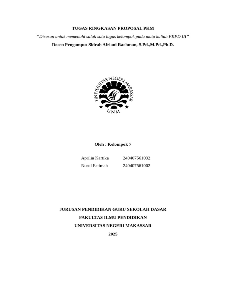 Proposal PKM Kelompok 7 Ketua Tim Aprilia Kartika | PDF