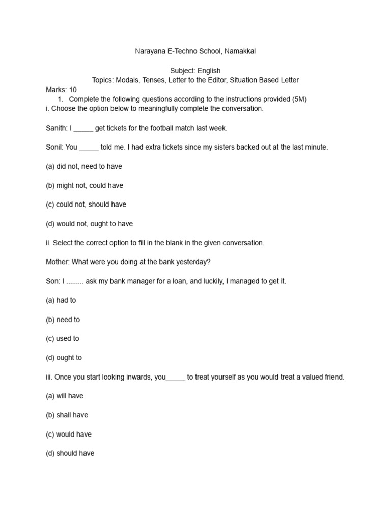 English Modals and Letter Writing Guide | PDF