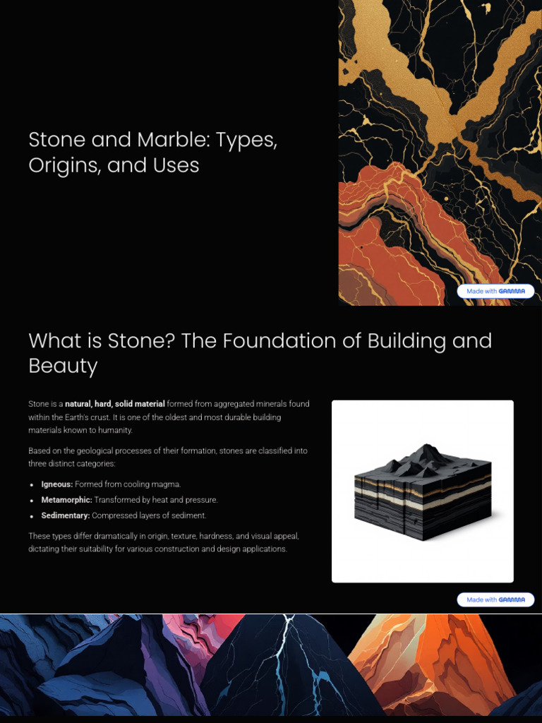 Stone and Marble Types Origins and Uses | PDF | Rock (Geology ...
