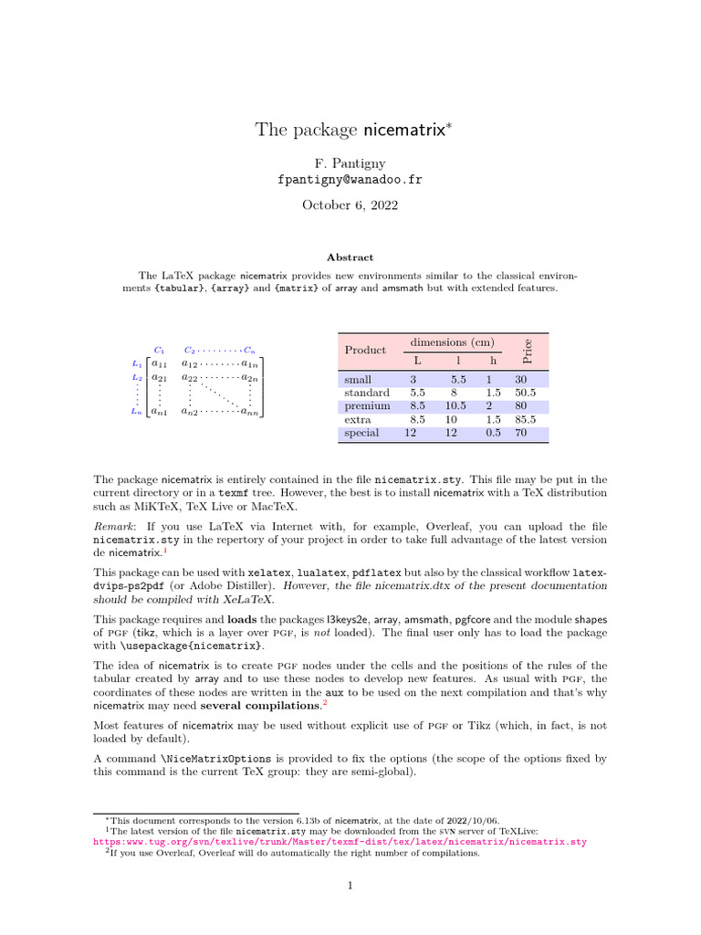 Enhanced LaTeX Matrix Package Guide | PDF