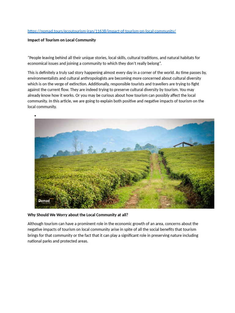 Effects of Tourism on Local Communities | PDF | Tourism | Economies
