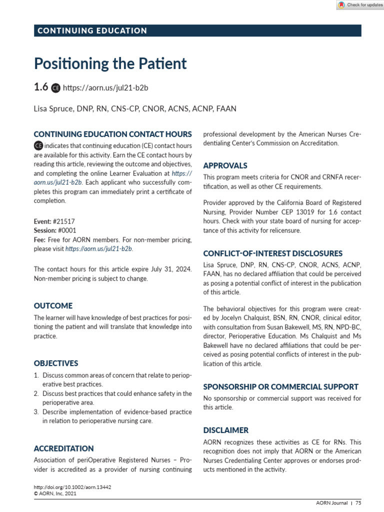 Best Practices for Patient Positioning | PDF | Anesthesia | Clinical ...