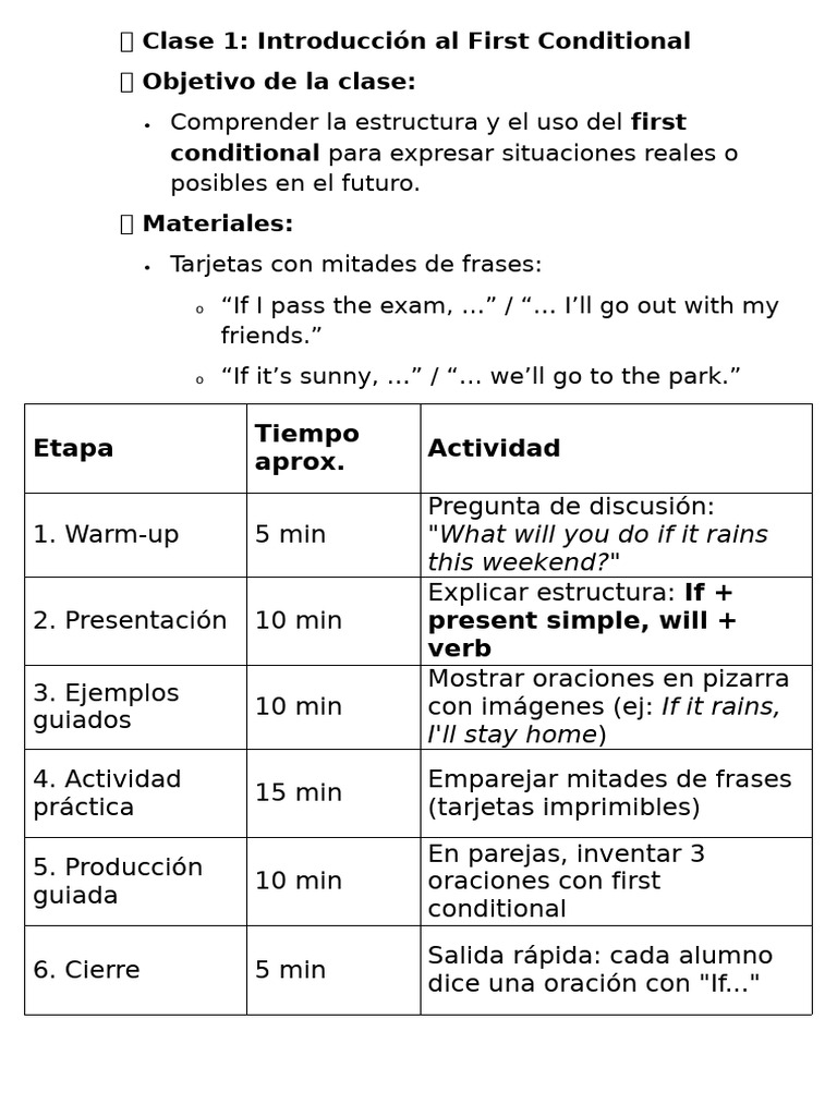 First Conditional: Estructura y Práctica | PDF