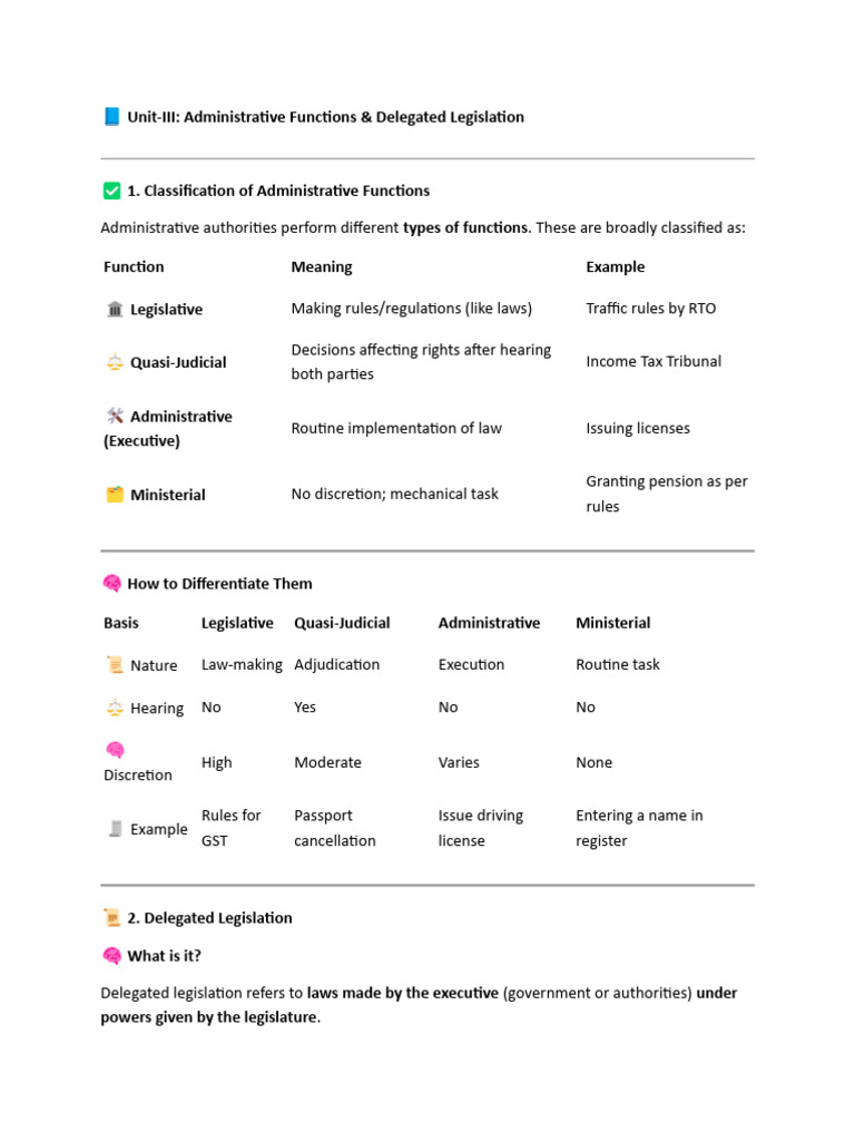Administrative Functions & Delegated Legislation | PDF | Governance ...