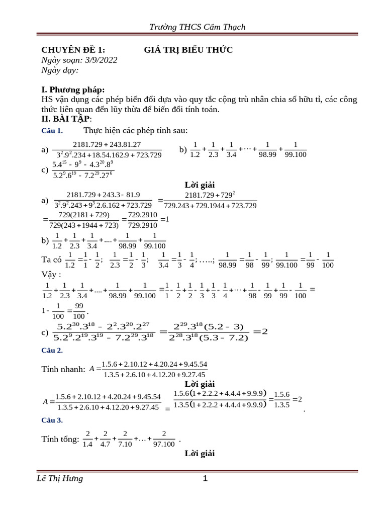 Chuyen de Toan 7 Hay | PDF