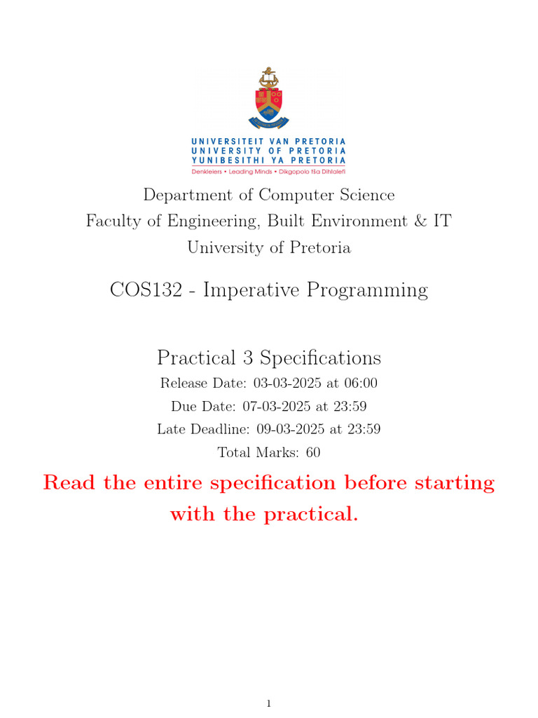 COS132 Practical 3: UDP Programming Guide | PDF | Computing | Computer ...