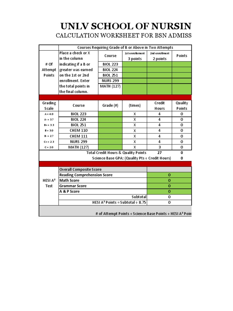 UNLV HESI Calculation Worksheet | PDF | Student Assessment And Evaluation |  Schools