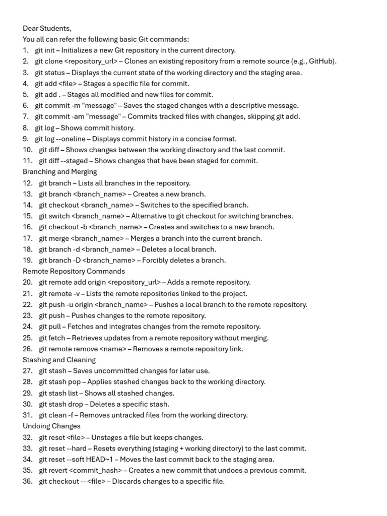 Essential Git Commands Guide | PDF | Software | Computing