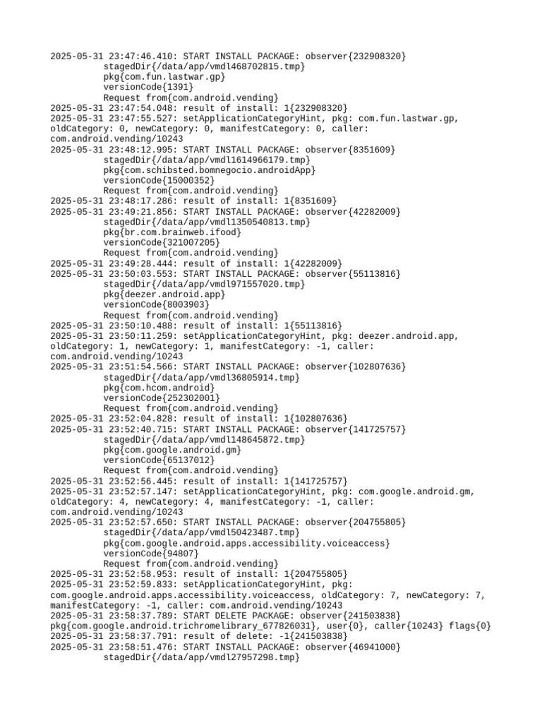 Android Package Install Log 2025 | PDF | Android (Operating System ...