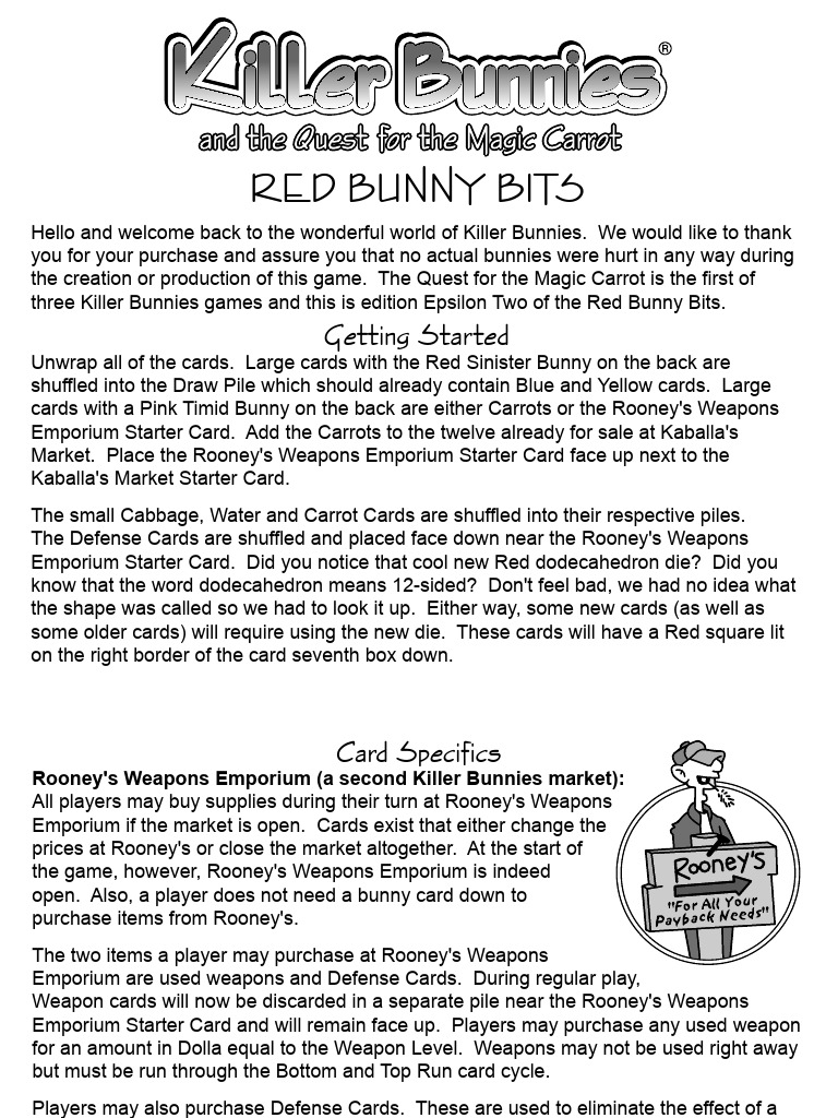 Killer Bunnies: Red Bunny Bits Guide | PDF