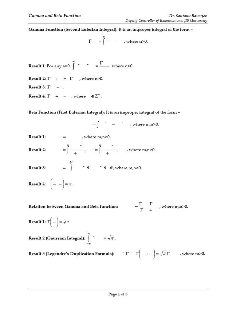 Gamma Function and Its Properties | PDF | Area | Mathematical Concepts