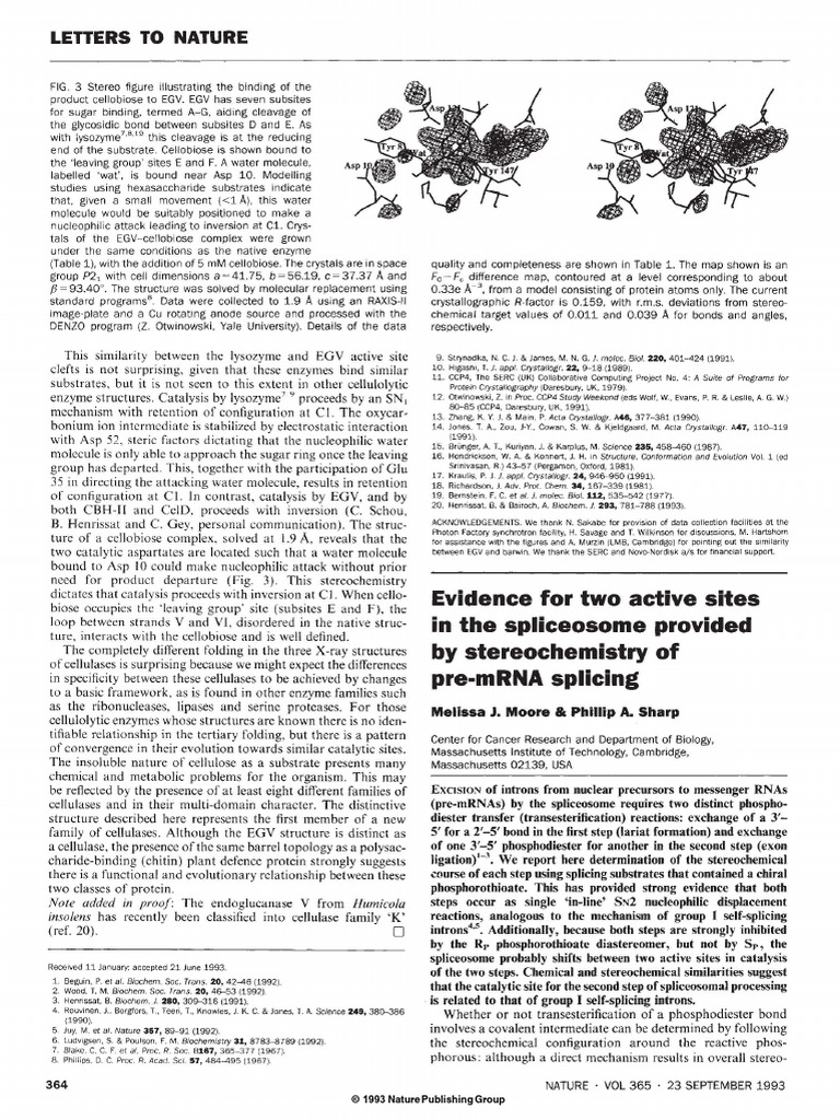 Evidence For Two Active Sites in The Spliceosome Provided by ...