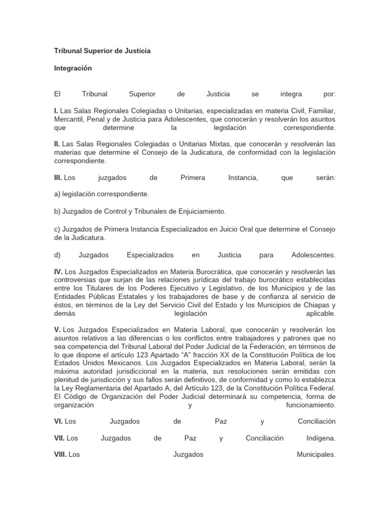 Estructura del Tribunal Superior de Justicia | PDF | Judicaturas | Juez