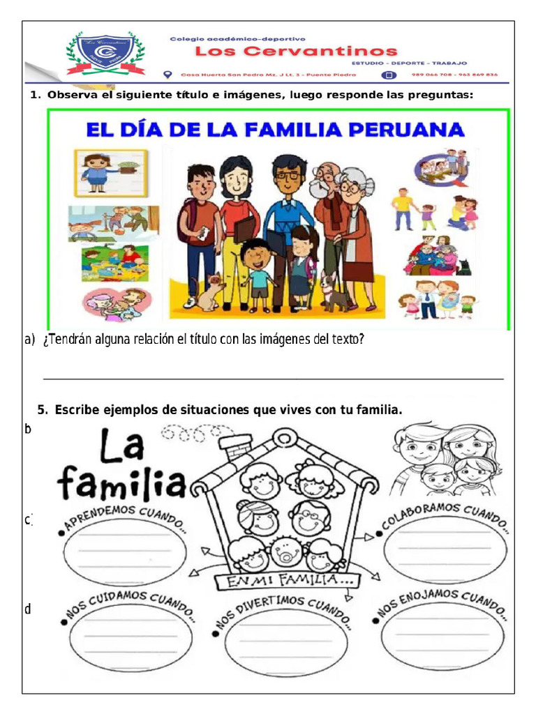 Ficha Dia de La Familia | PDF