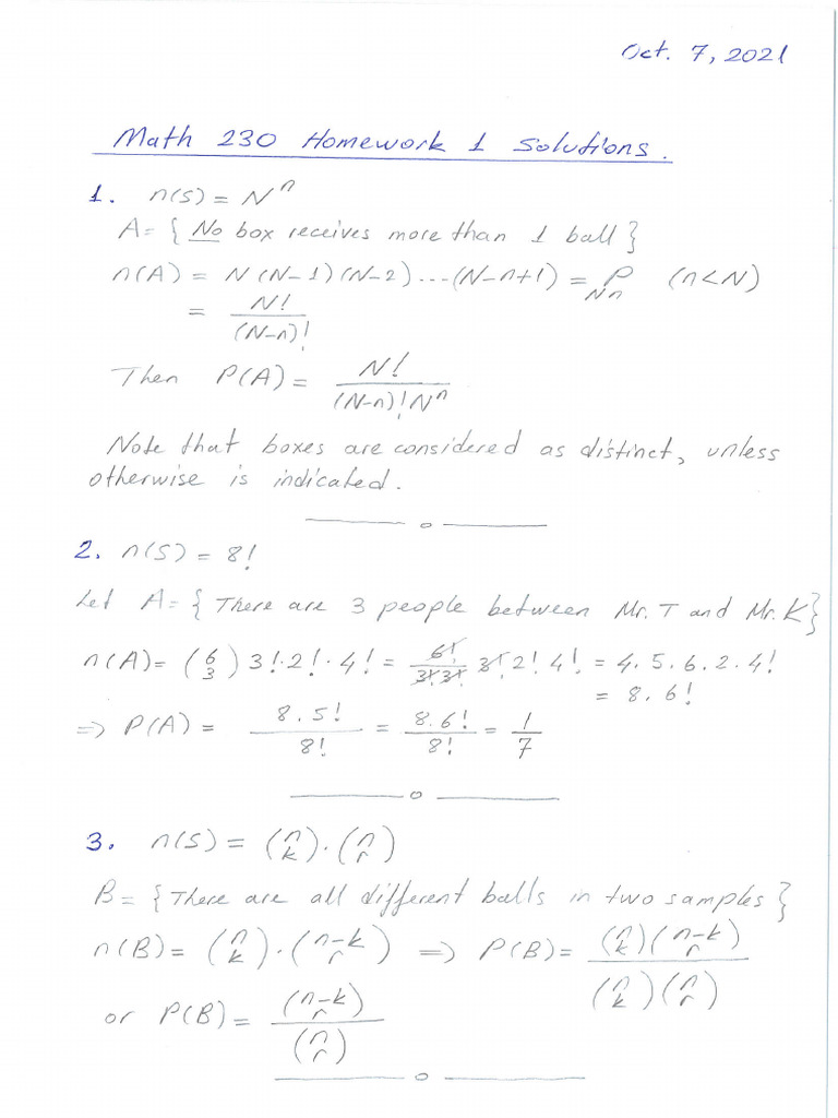 230hw1 Solutions | PDF