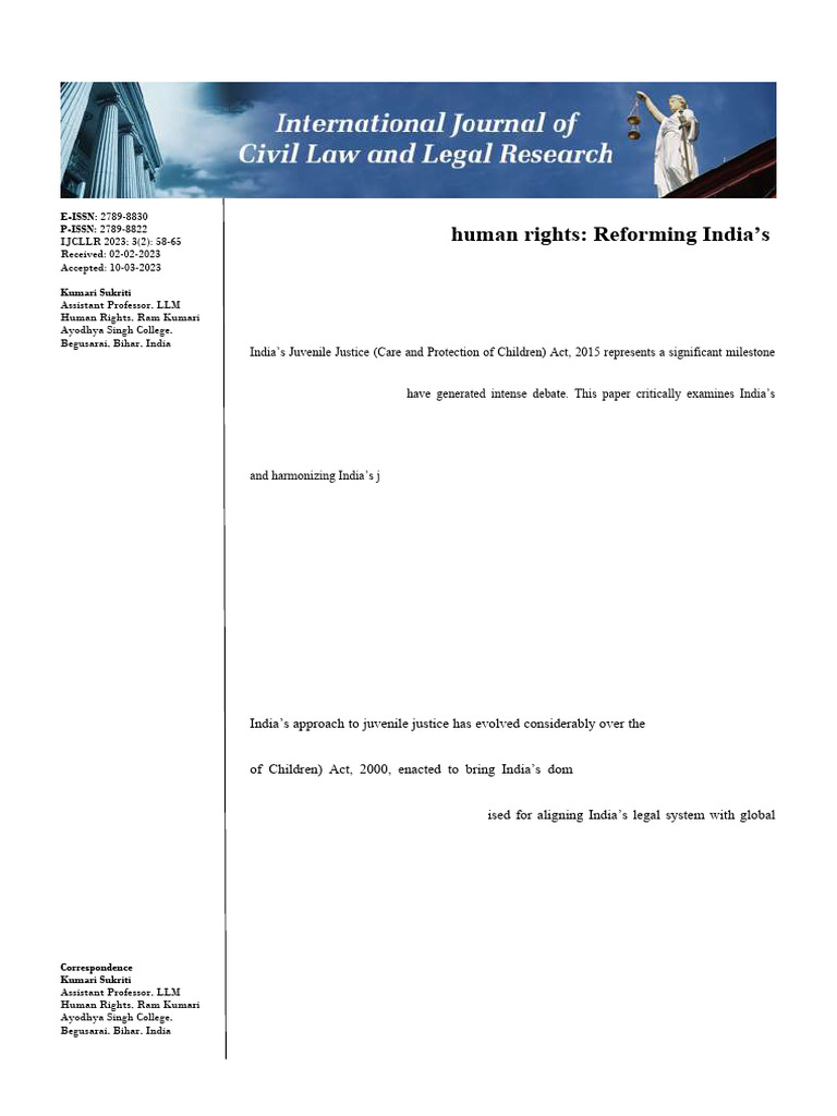 Reforming India's Juvenile Justice Act | PDF | Juvenile Court ...