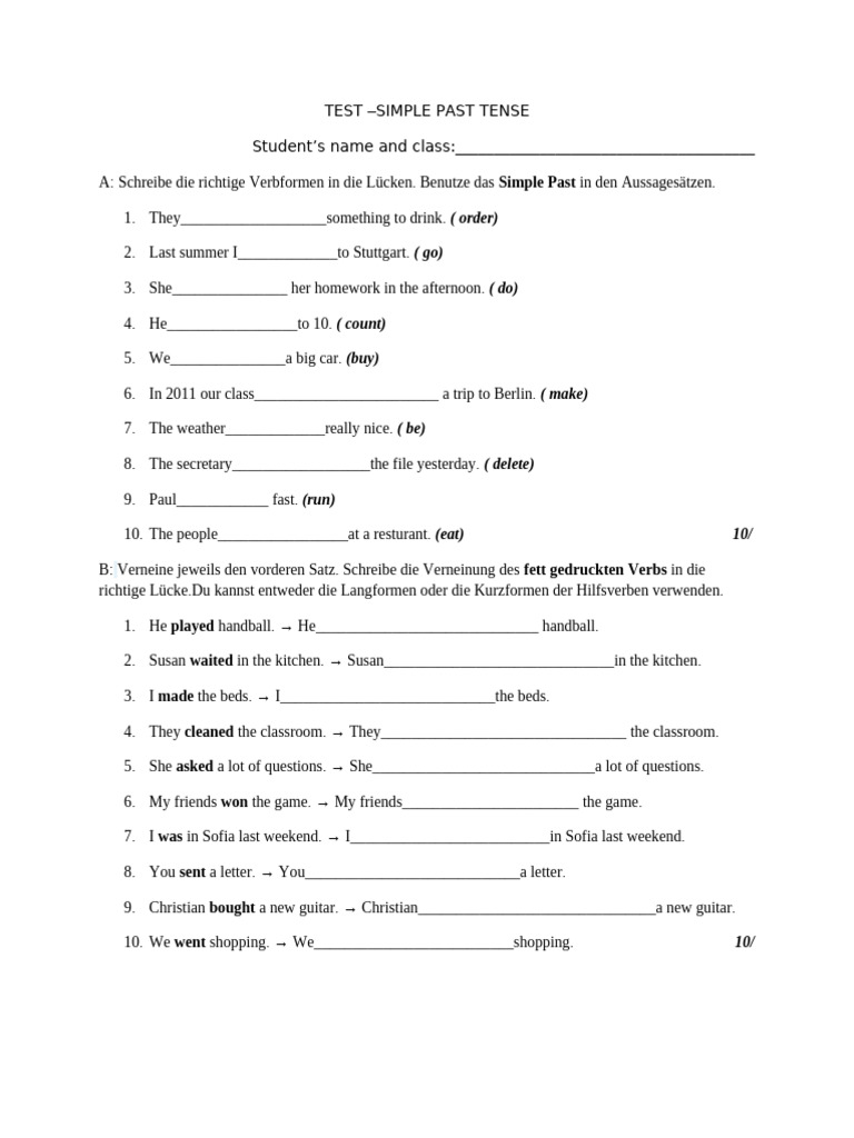 Simple Past Tense Test for Students | PDF | Chess Openings | Chess Theory