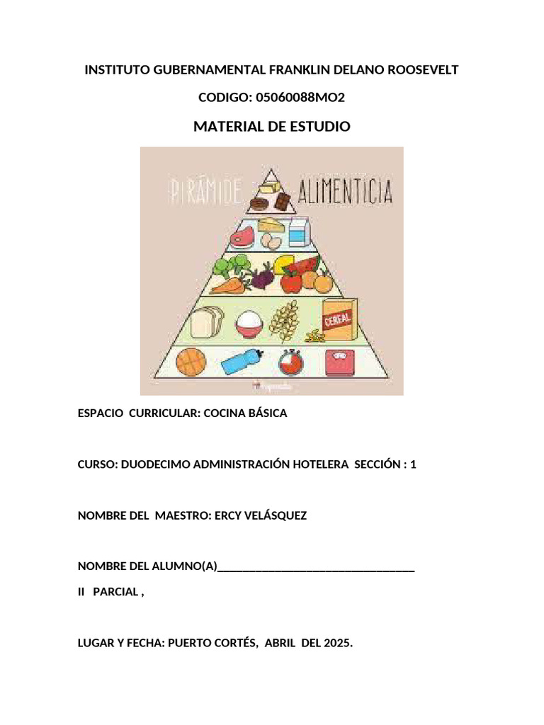 Nutrición y Alimentación en Cocina Básica | PDF | Cocinando | Alimentos