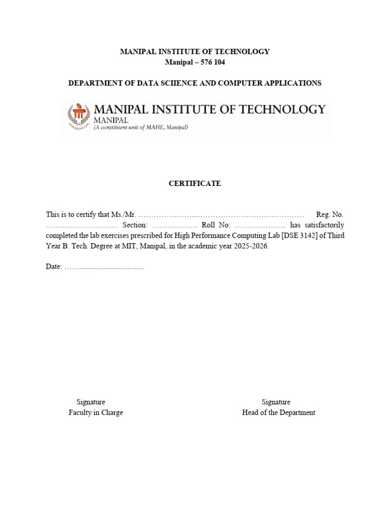 High Performance Computing Lab Manual | PDF | Message Passing Interface ...
