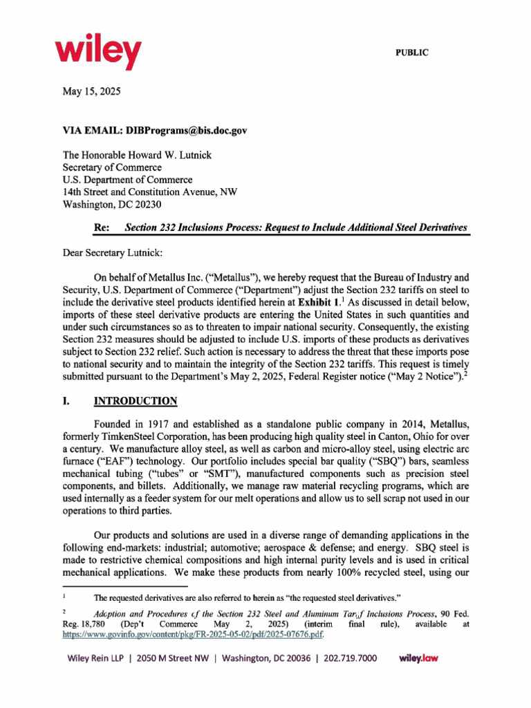 Request for Section 232 Steel Derivatives | PDF | Gear | Bearing ...