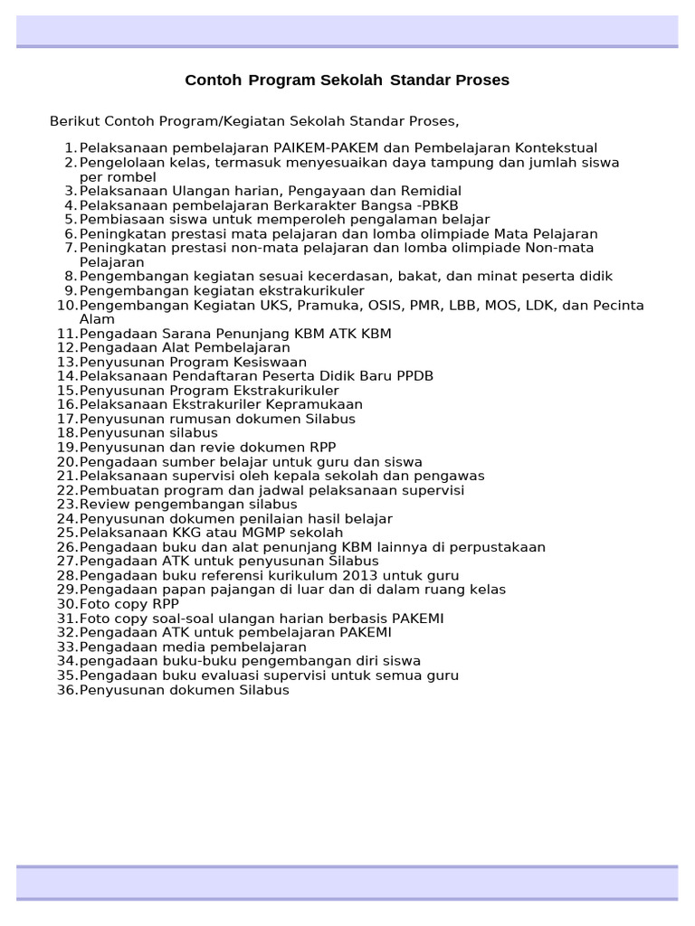 Program Standar Proses Sekolah | PDF