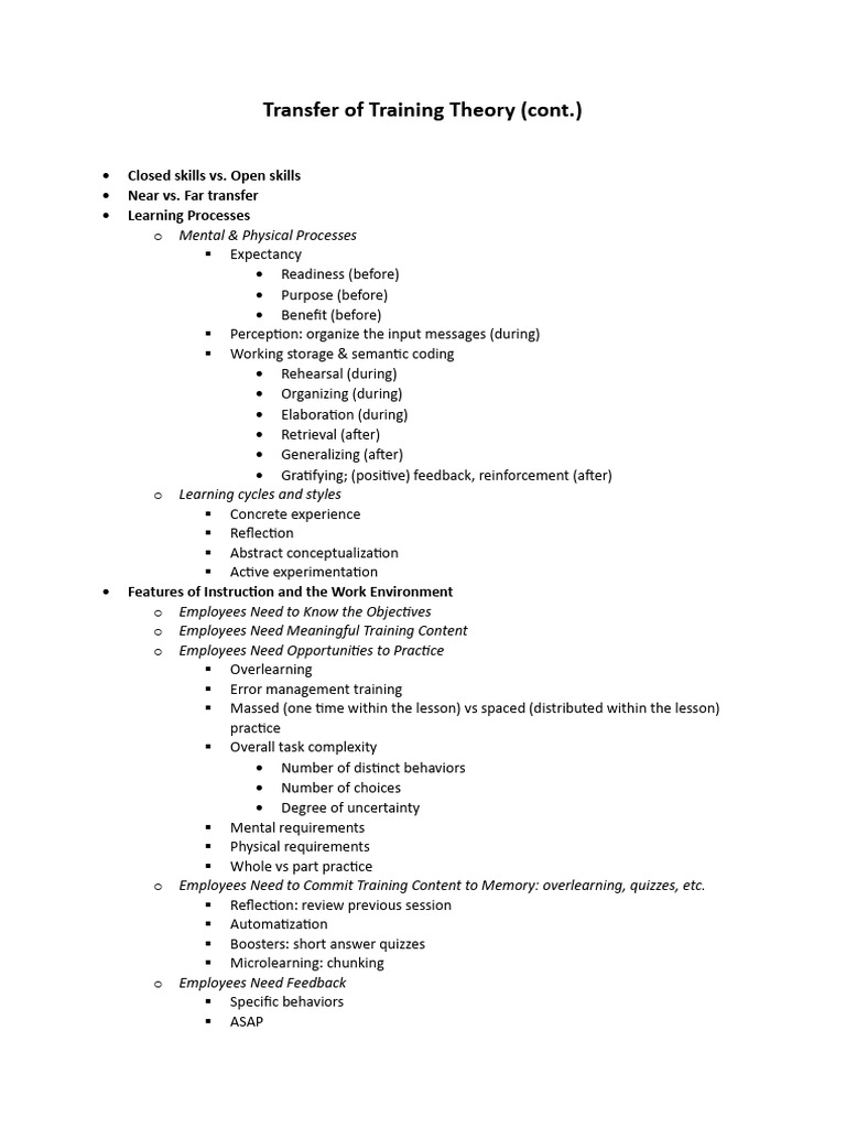 Understanding Transfer of Training Theory | PDF