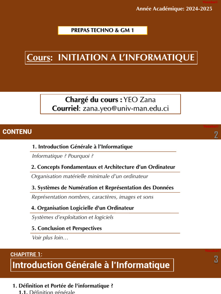 Introduction à l'Informatique 2024-2025 | PDF | Informatique | Mémoire ...