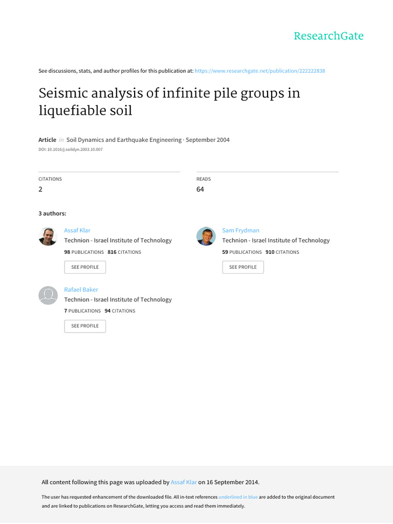 Seismic Analysis of Pile Groups in Liquefiable Soil | PDF | Porosity ...