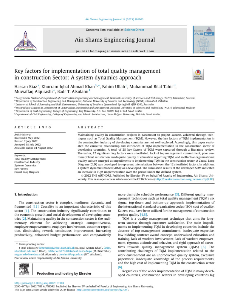 TQM Implementation Factors in Construction | PDF | Sample Size ...