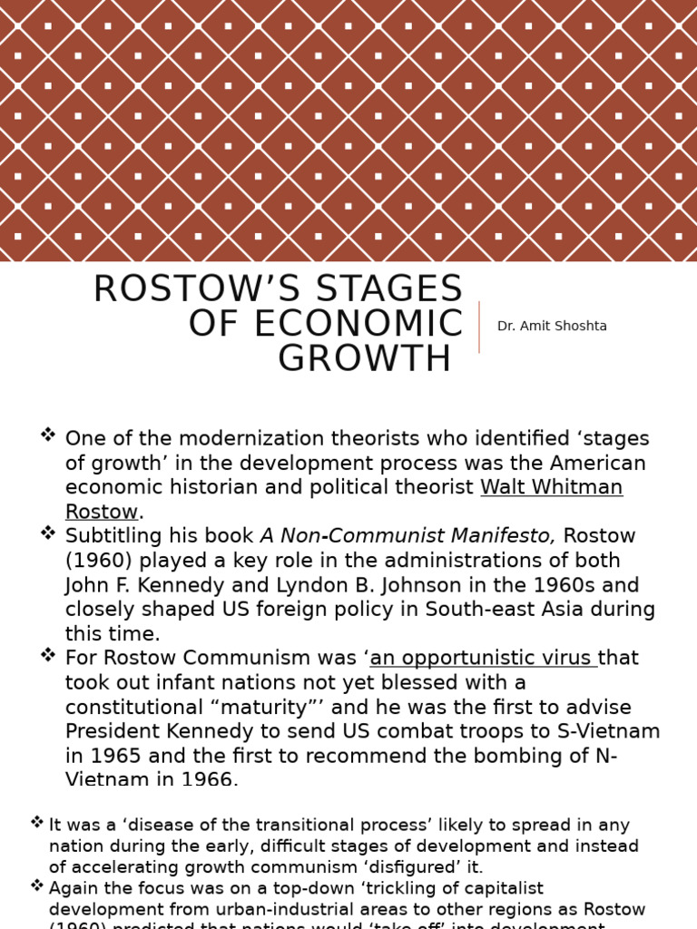 Rostow's Stages of Economic Growth | PDF | Modernization Theory | Economics
