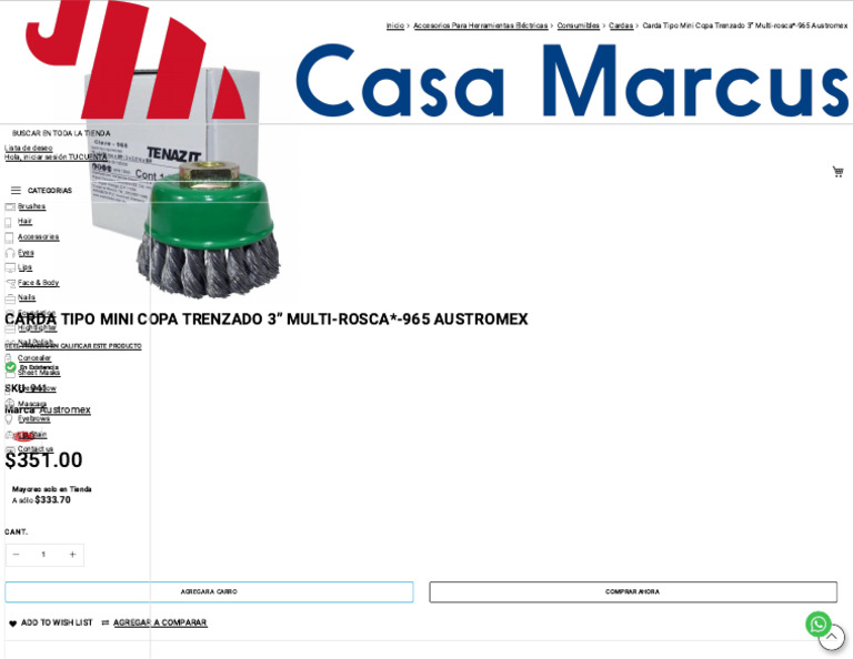 Carda Mini Copa Trenzado 3” Austromex | PDF