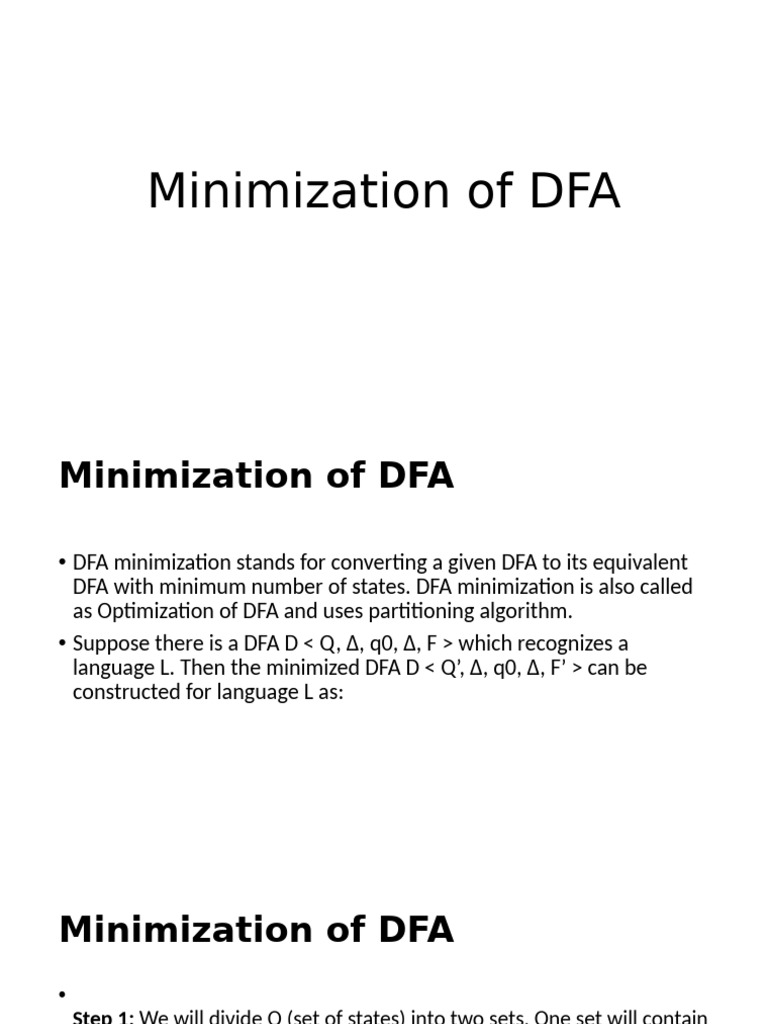 Minimization of DFA Lecture 06 | PDF | Formal Methods | Models Of ...