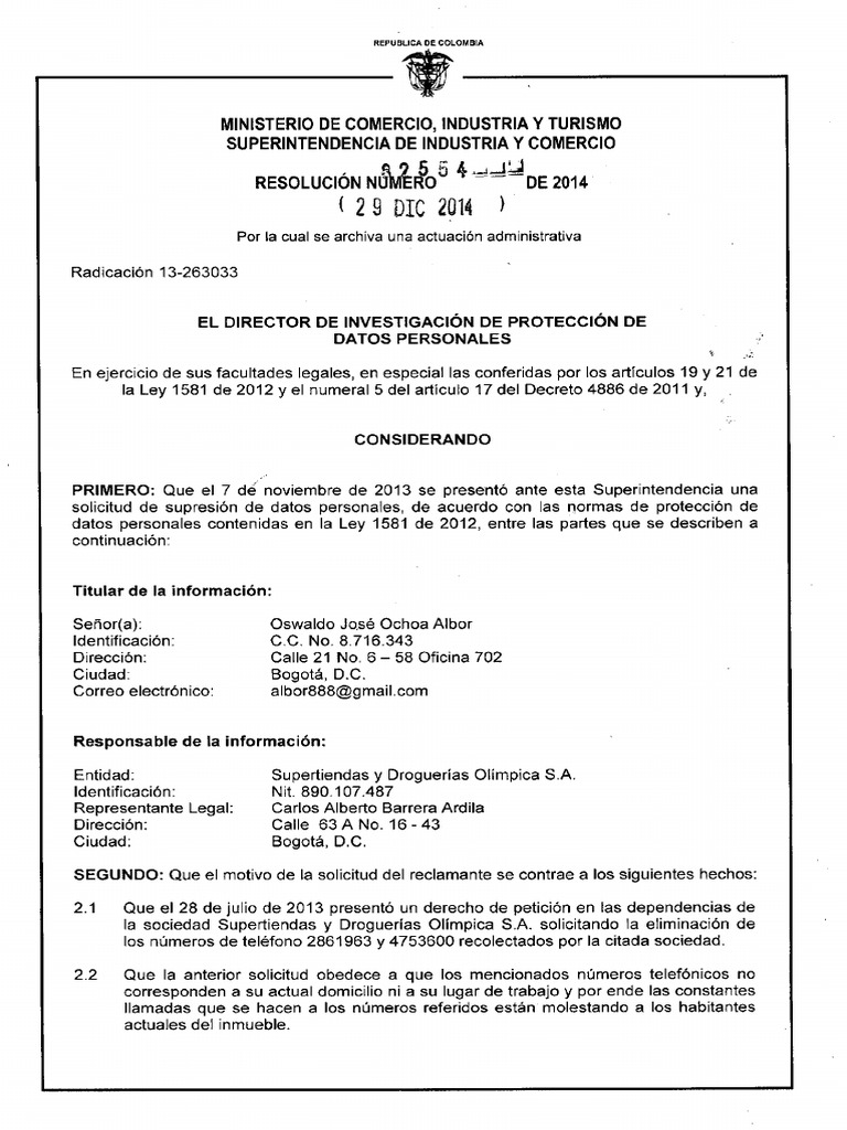Resolucion Revocacion Descarga en Terceros 2014082554re0000000001 | PDF ...