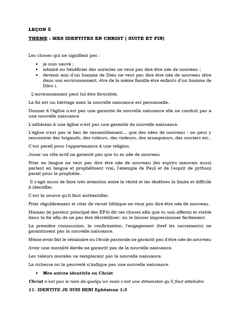 Identités en Christ : Comprendre la Nouvelle Naissance | PDF | Saint ...