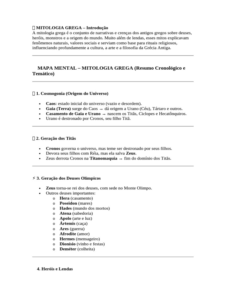Introdução à Mitologia Grega | PDF | Mitologia grega | Zeus