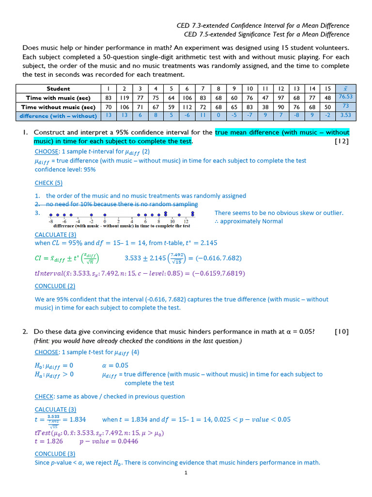 CED 7.3 7.5 Extended-AK | PDF | Confidence Interval | Probability Theory