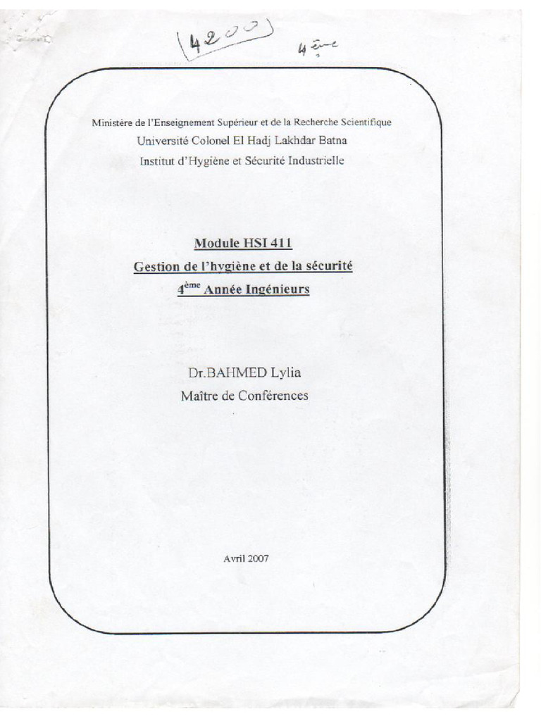 Cours Bahmed HS411 - 1 | PDF