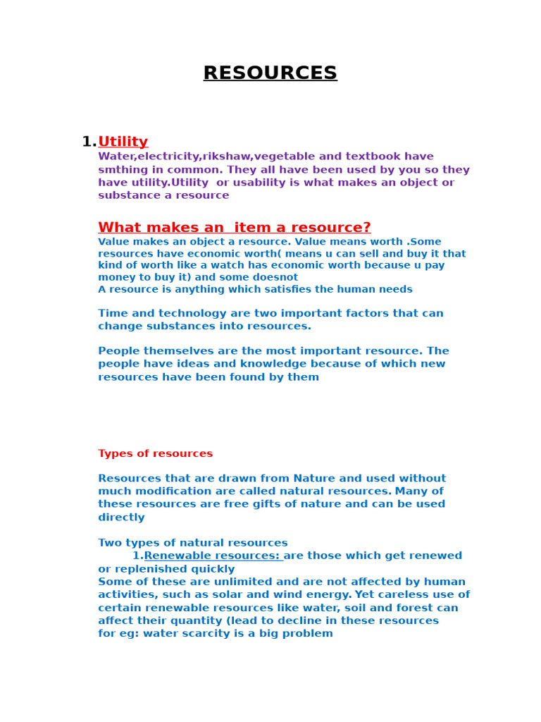 Resources | PDF | Resource | Renewable Resources
